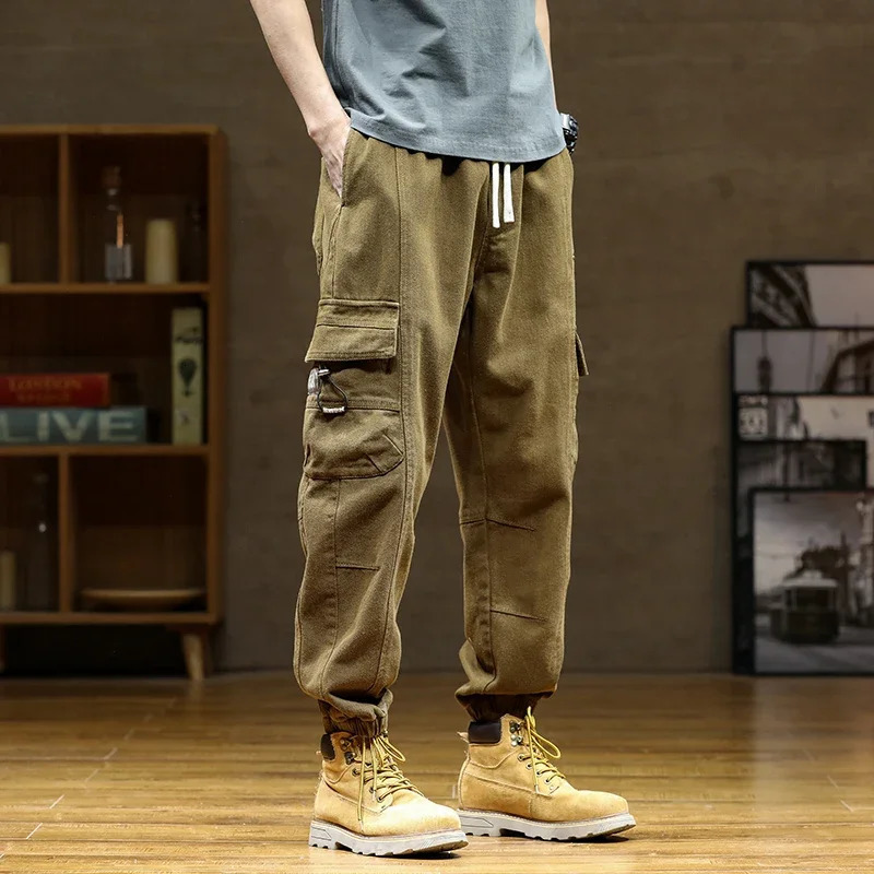 Spring Mens Work Pants Retro Washed Multi Pocket Hunting Windproof Mountaineering Sports Outdoor Solid Color Casual Pant 240806