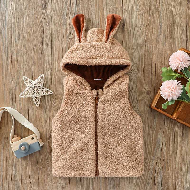 Preschool Girl Ear Design Hooded Zipper Teddy Camouflage Tank TopW240724