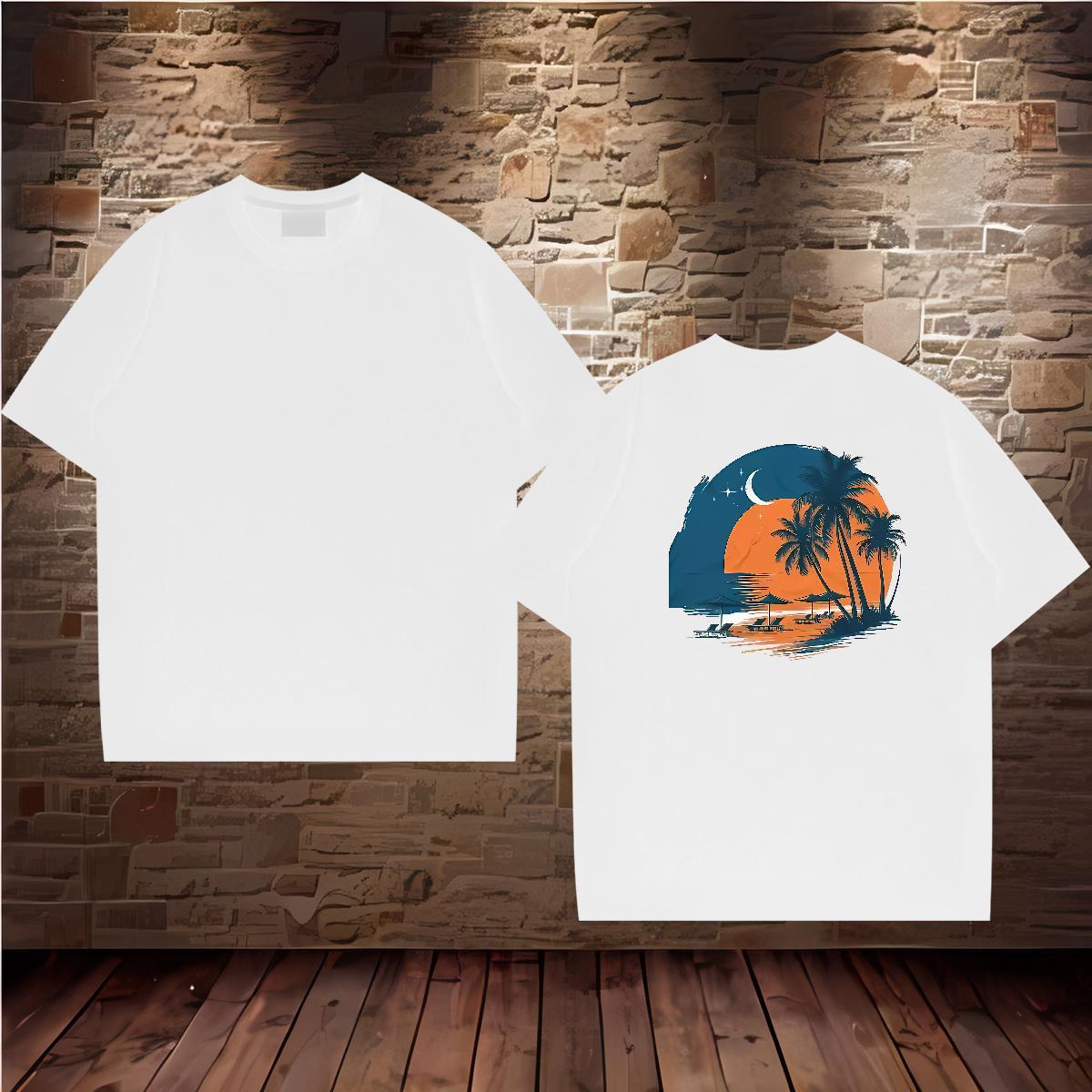 New Men T Shirts 230g 100% Cotton beach Street Casual Wear O Neck Short Sleeves Loose Tshirts White Plus Size