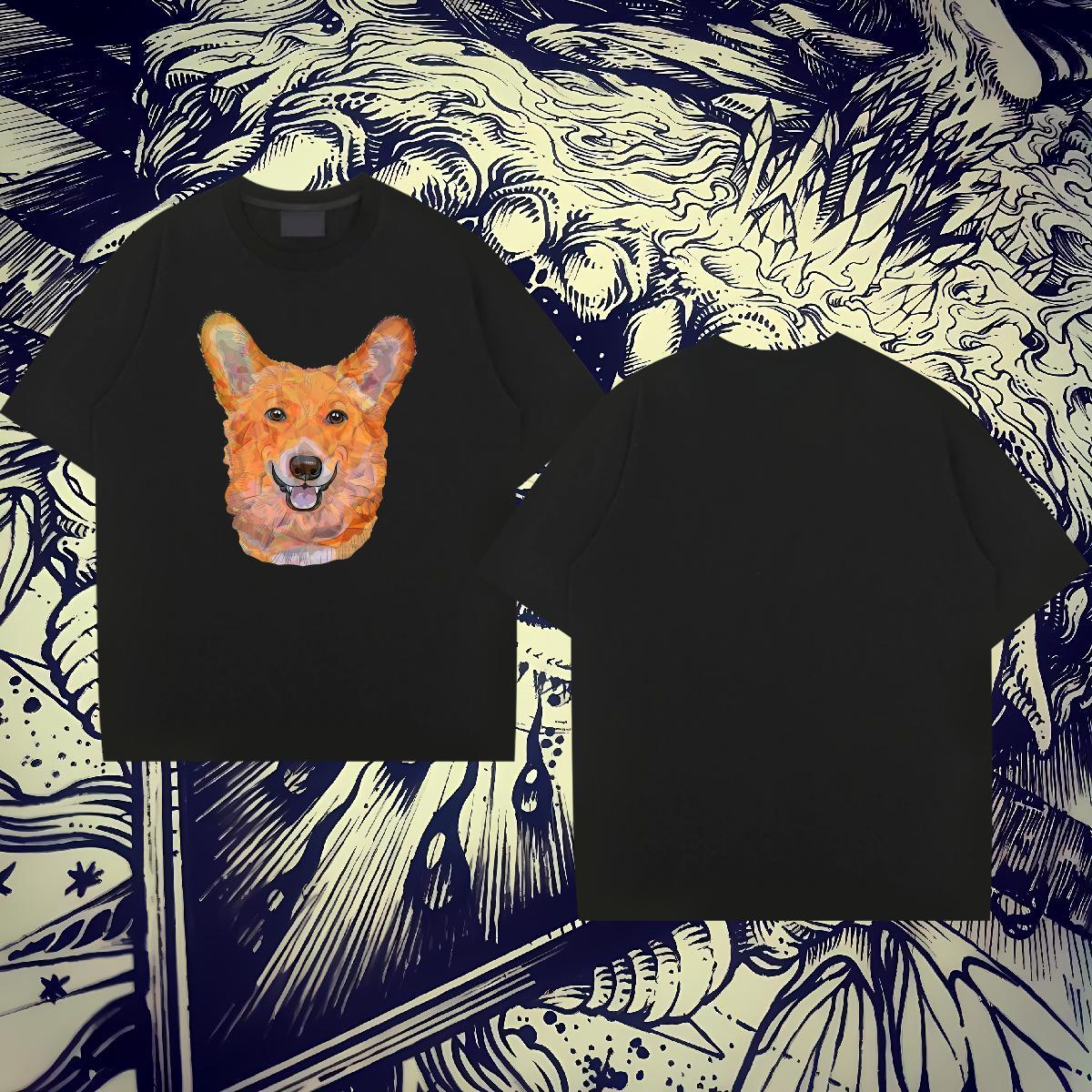 Free Shipping Mens Tshirts 100% Cotton 230g Casual Daily Wear dog DIY Printed Crew Neck Customized T-Shirts Polos