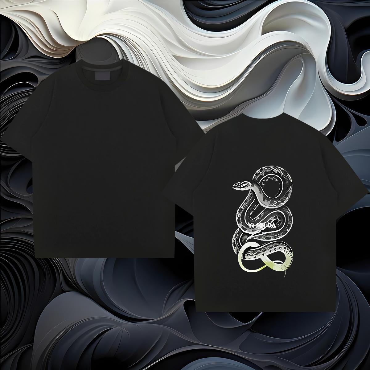 Casual New Man T Shirts 230g Pure Cotton snake Daily Outfit Tee Shirt Crew Neck Wholesale Couples T Shirts Custom Printing