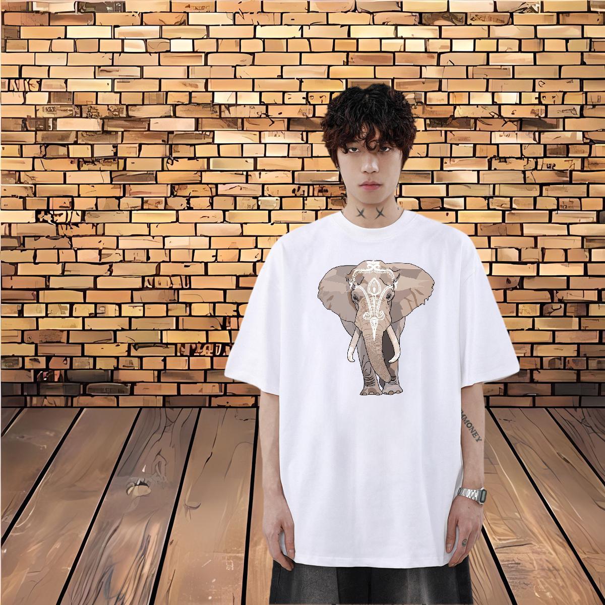 2024 Summer T-Shirts for Men 230g 100% Cotton Hip Hop Tees Shirts Round Neck Short Sleeve Loose Tshirts Oversized 3XL 4XL