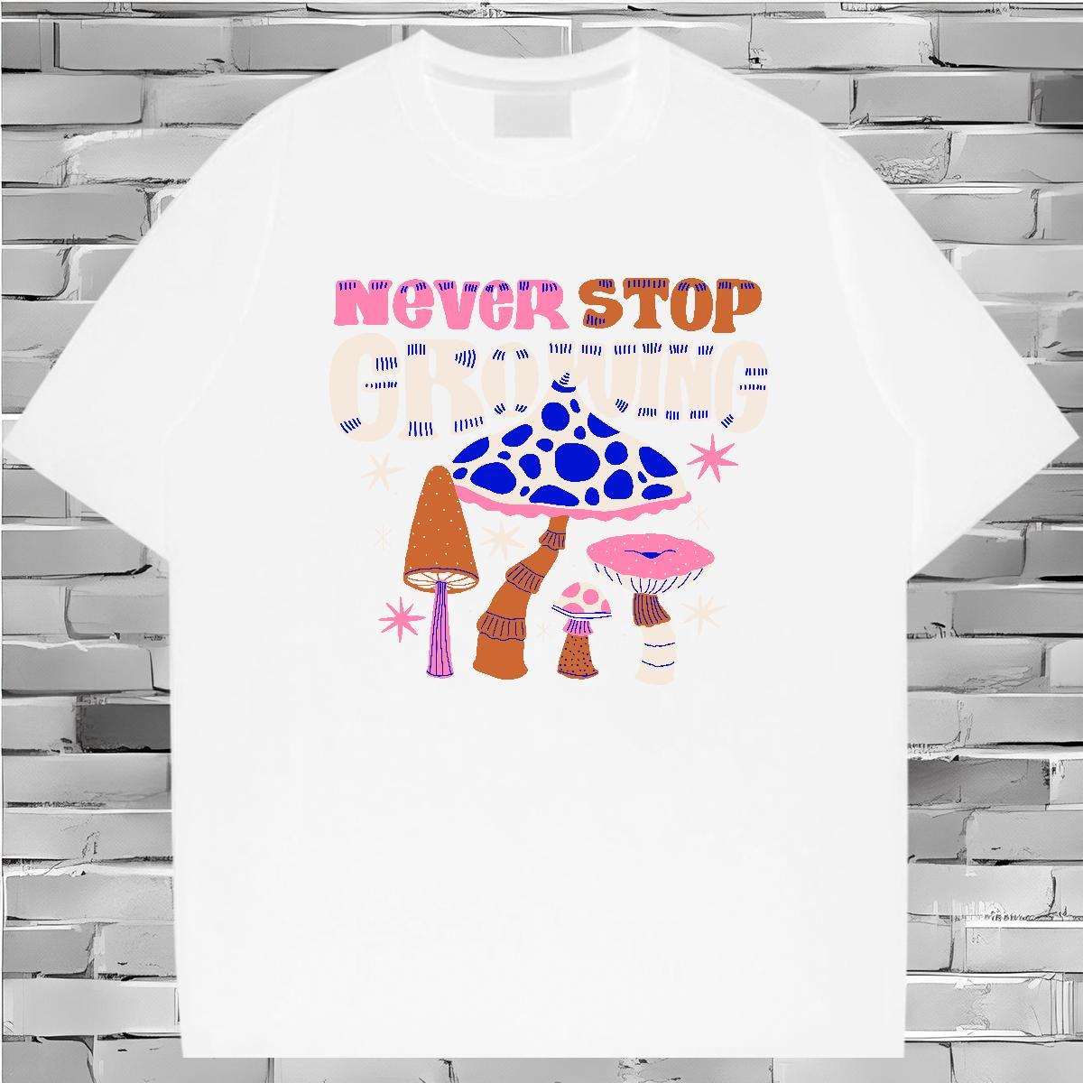 Mens T Shirts 100% Cotton 230g mushroom Hip Hop O Neck Short Sleeves Plus Size Custom Tshirts Casual New Loose Clothings