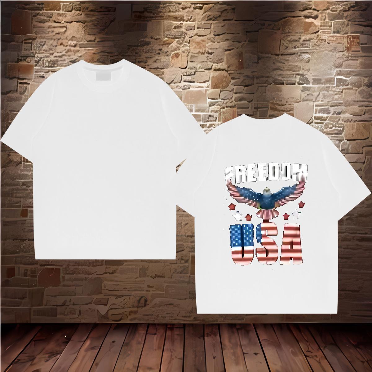 DIY Customized Men T Shirts 230g 100% Cotton USA Street Tops Shirt Breathable Short Sleeve High Quality Mens Tshirts Cartoon Print