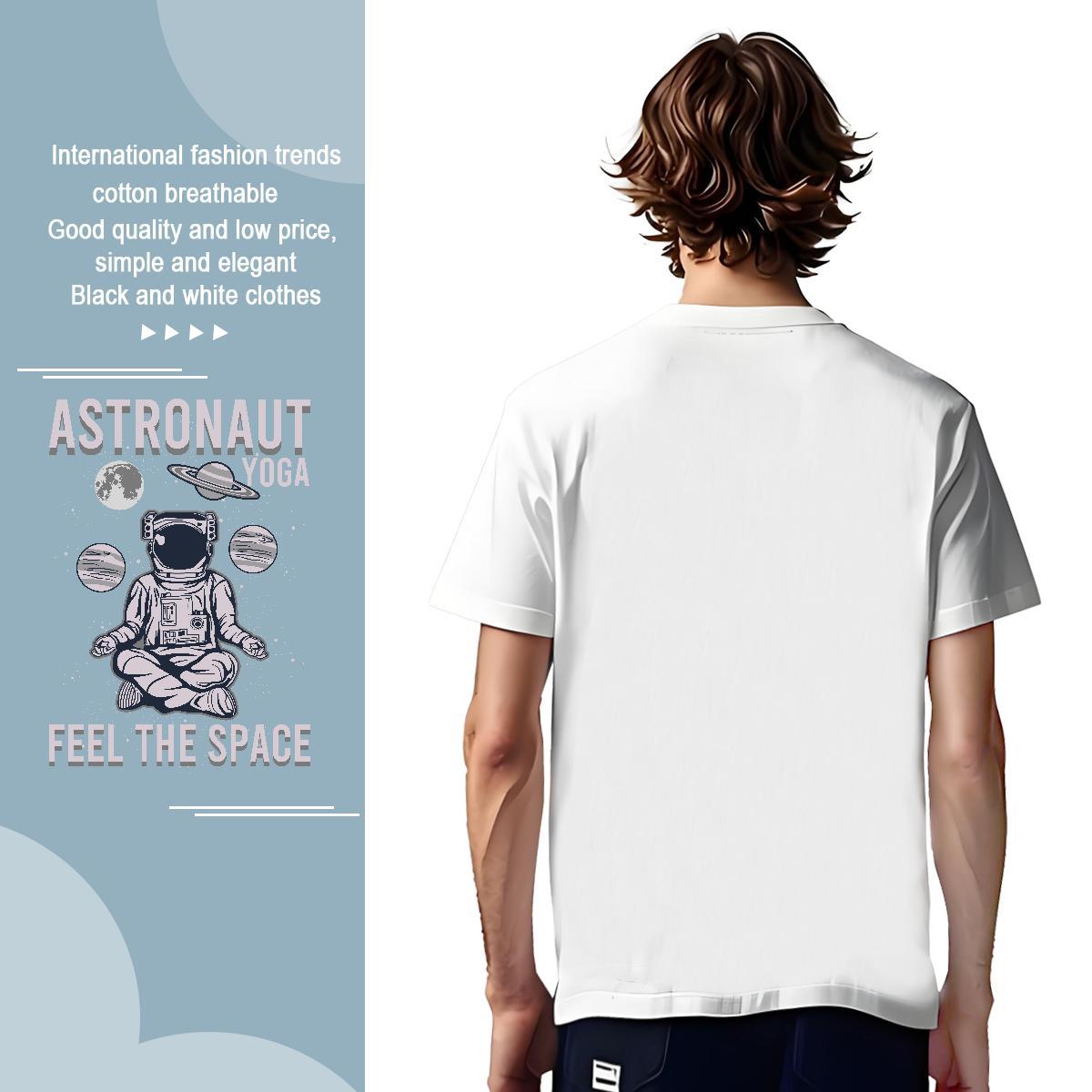 T-Shirts for Men 230g Pure Cotton cosmonaut Street wear Hip Hop O Neck Short Sleeves Custom Printing Mens Tshirts New Free Shipping Tops Shirt