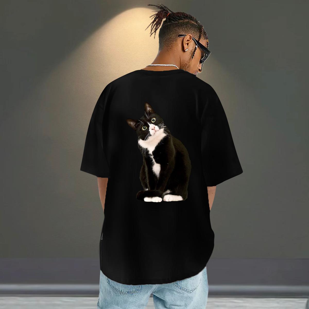 Designer Fashion Man T Shirts 230g Pure Cotton cat Casual Tops Shirt Short Sleeve O-Neck Free Shipping Couples T Shirts Custom Printing