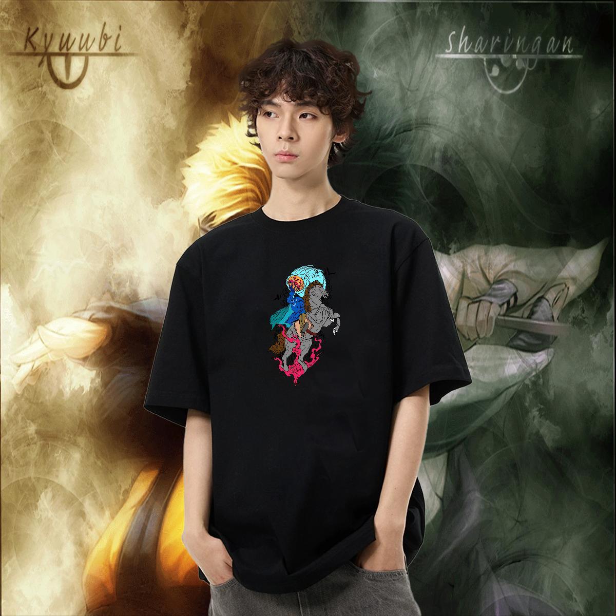 Classic Men Tops Tees 100% Cotton 230g Anime Printing Street horse Plus Size Custom Breathable Short Sleeve Stylist T Shirts Men Tops Shirt
