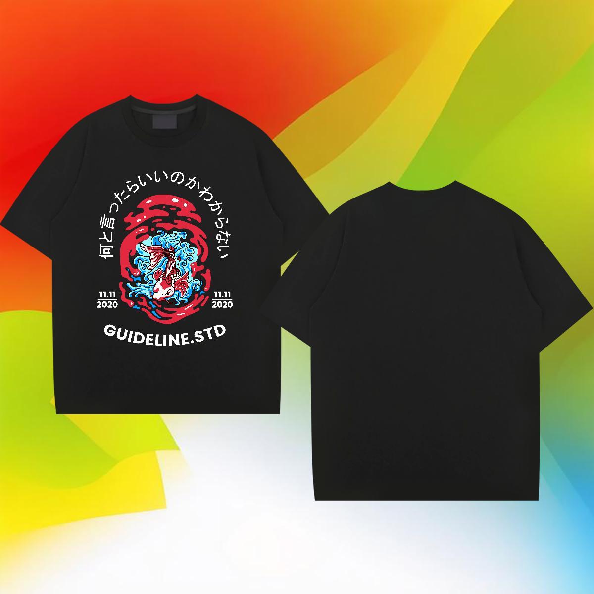 Stylist T-Shirts 230g Cotton Street wear Hip Hop Tee Shirt Crew Neck Cool Couples T Shirts DIY Printed