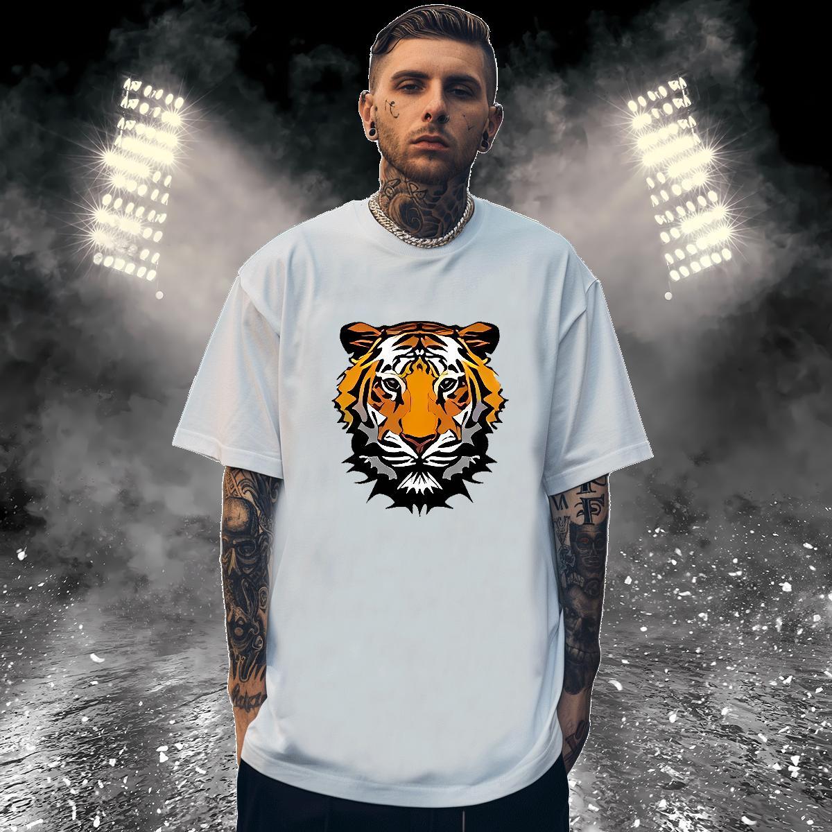 Mens T Shirts 230g Pure Cotton tiger Sport Breathable Short Sleeve Customized Couples T Shirts 2024 Summer Classic Tops Tees