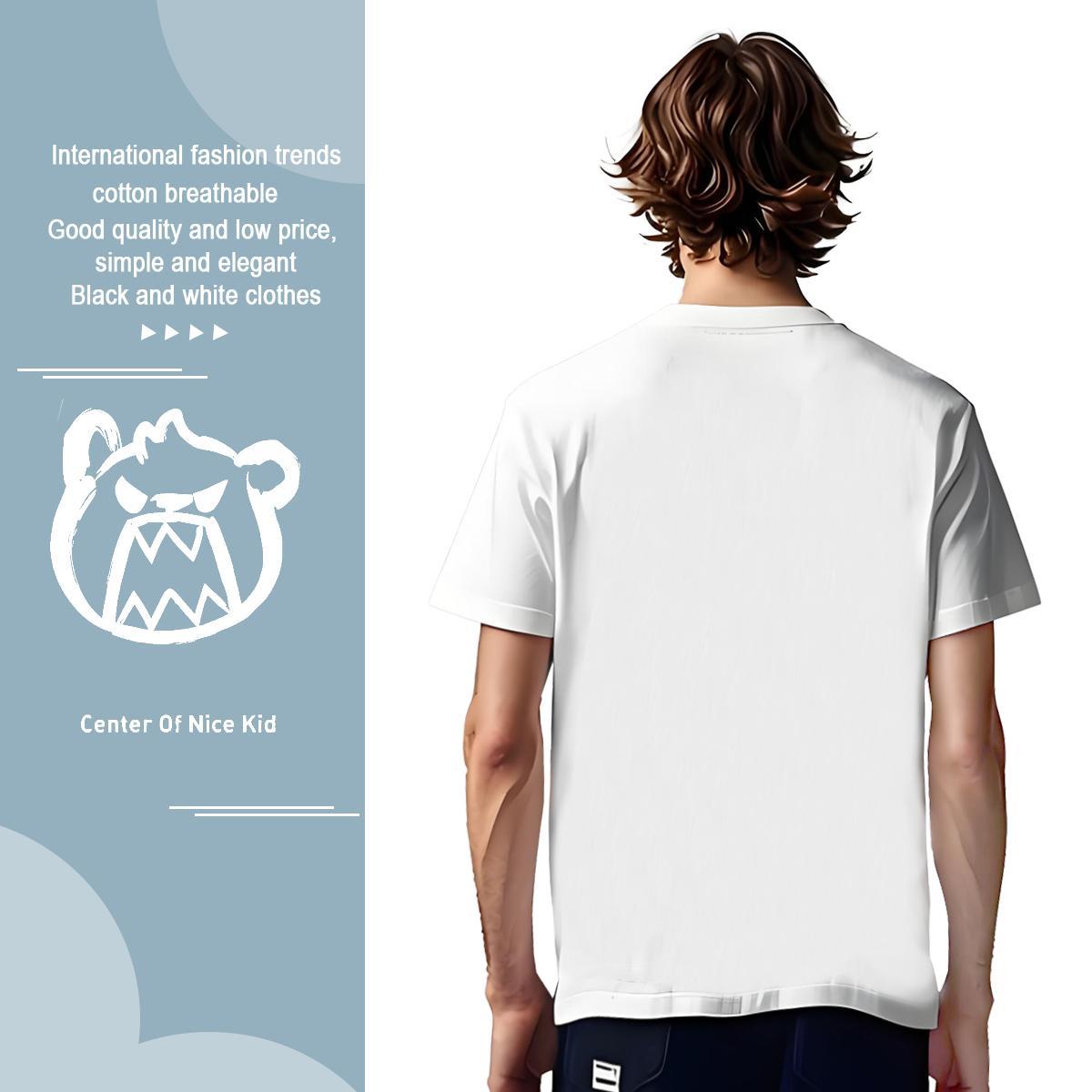 T-Shirts 230g Pure Cotton bear Sports Casual Round Neck Short Sleeve Anime Men Tshirts 2024 DIY TOP Quality Tops Tees