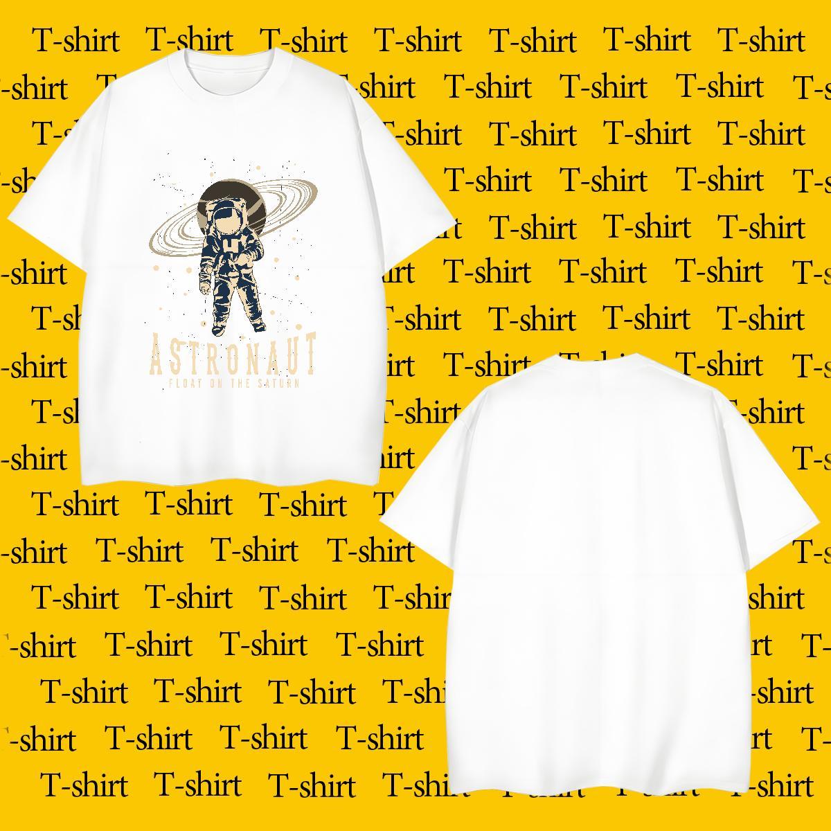 Men T Shirts 230g Cotton cosmonaut Sports Casual Short Sleeve O-Neck Asian Size Men Tshirts Classic Cool Wear