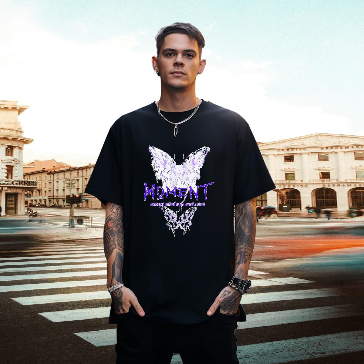 Wholesale Men Tees 100% Cotton 230g Street Casual Butterfly Custom Big Size Breathable Crew Neck Free Shipping Men T Shirts Tees Shirts