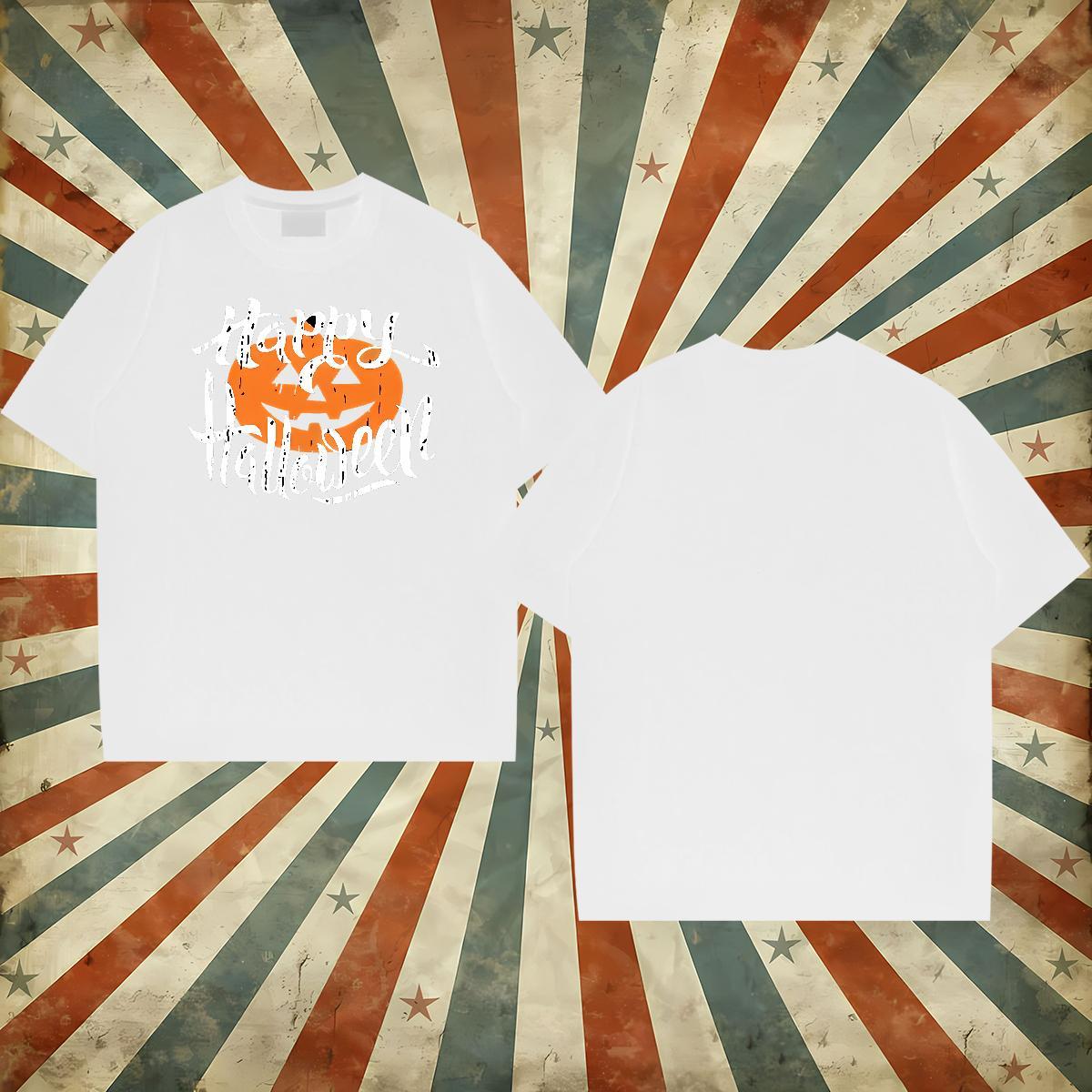 Wholesale T Shirt For Man 230g Pure Cotton pumpkin Sports Casual Tops Breathable Short Sleeve Brand Tshirts Graphic