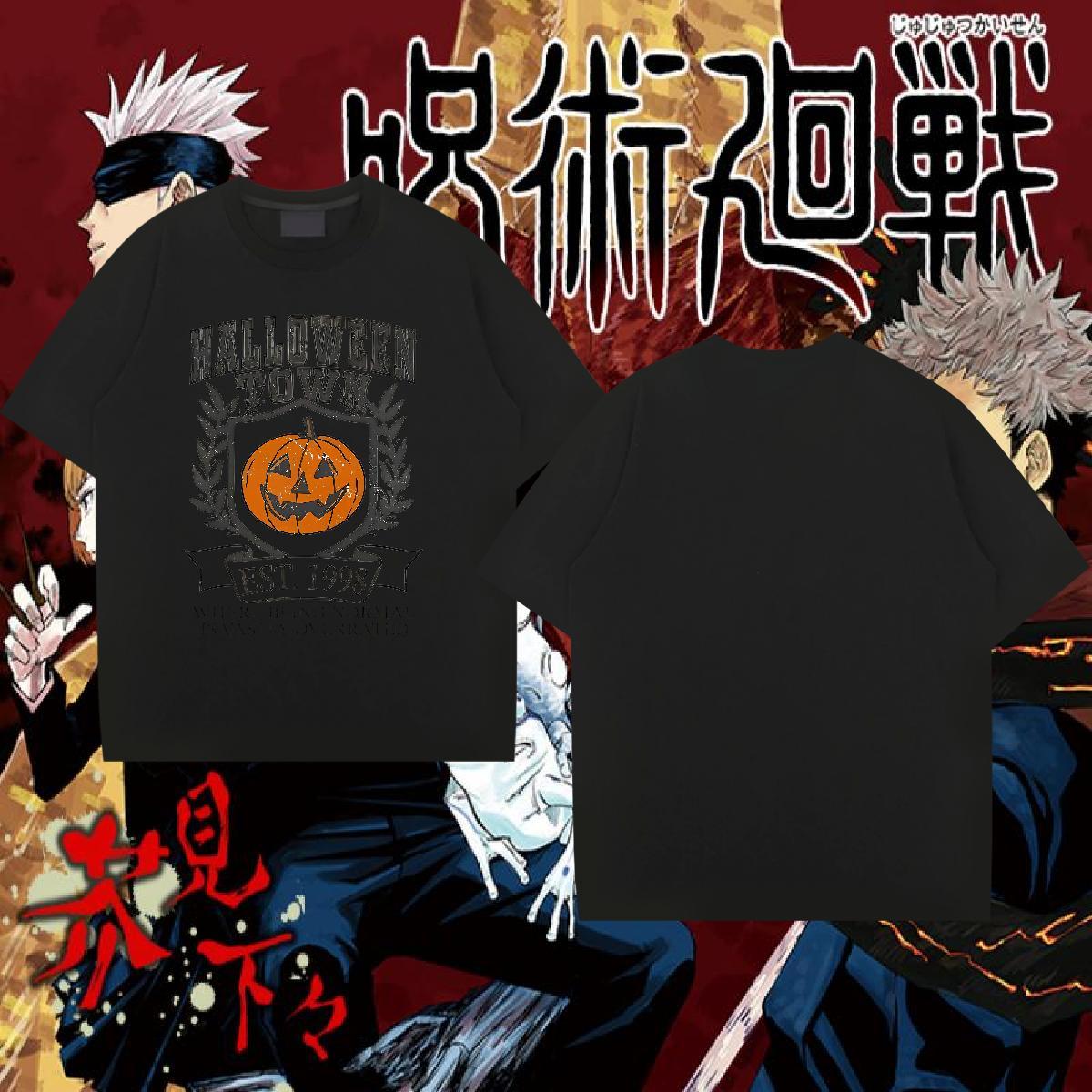 Factory Direct T shirt 230g Cotton pumpkin Daily Wear Tops Tees Breathable Crew Neck Wholesale Men Clothes T-Shirt Cartoon Printing L-4XL