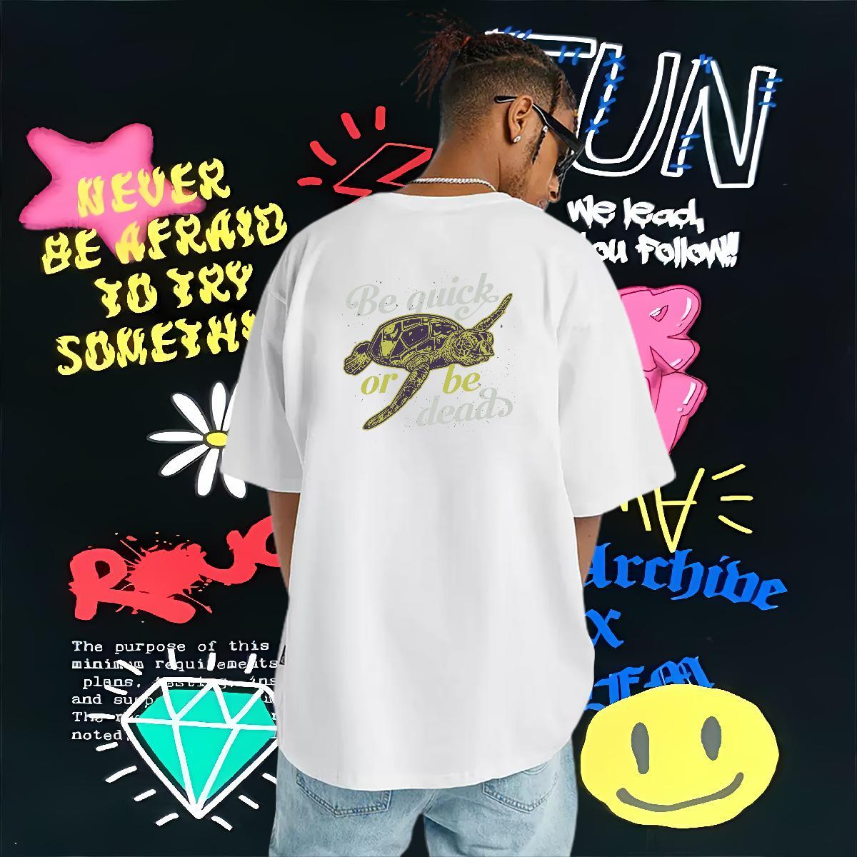 Fashion New Men T Shirts 230g 100% Cotton tortoise Beach Clothings Crew Neck Free Shipping Men Tees DIY Logo Oversized