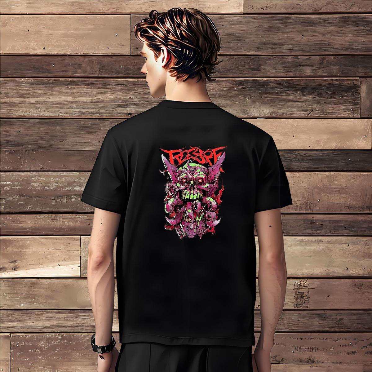 T-Shirts 230g Cotton Skull Sports Casual Breathable Soft Plus Size Cartoon Tshirts Fashion New Loose Fit Clothes