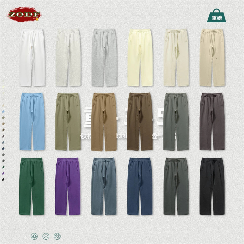 ZODF Autumn Winter 345sm Fleece Straight Pants For Men Unisex Loose Comfortable Sport Solid Trousers Bottoms HY0864 240806