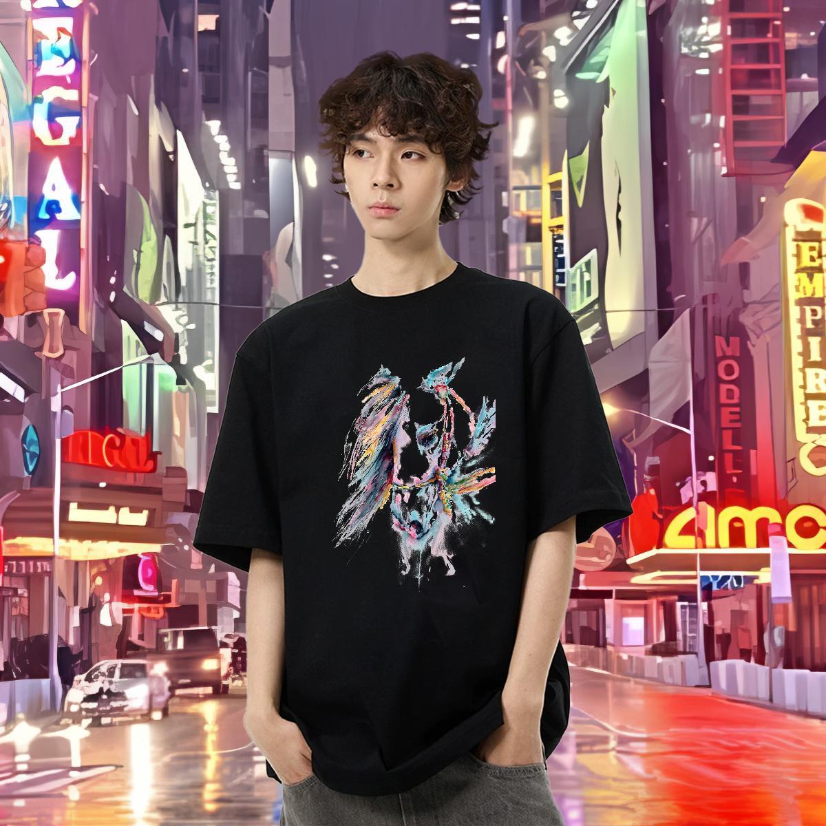 Fashion Designer T-Shirts 230g 100% Cotton horse High Street Hip Hop Top Tees Round Neck Short Sleeve Wholesale Tshirts Oversized 3XL 4XL