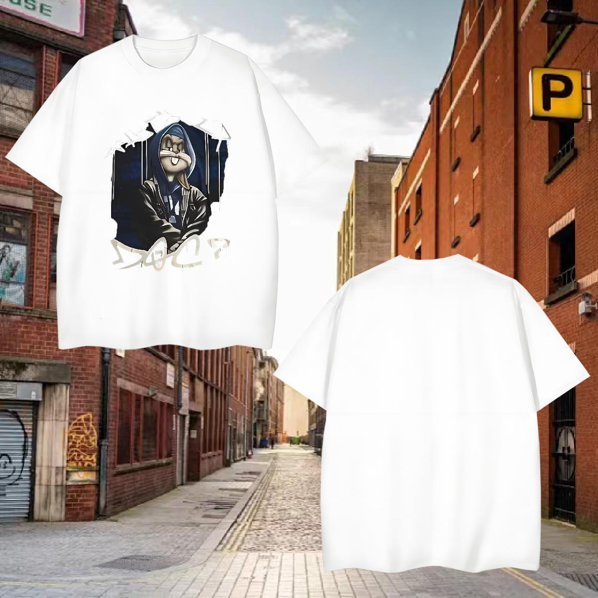 Classic Couples T Shirts 100% Cotton 230g rabbit Men T Shirts Hip Hop O Neck Short Sleeves Anime Fashion Wear