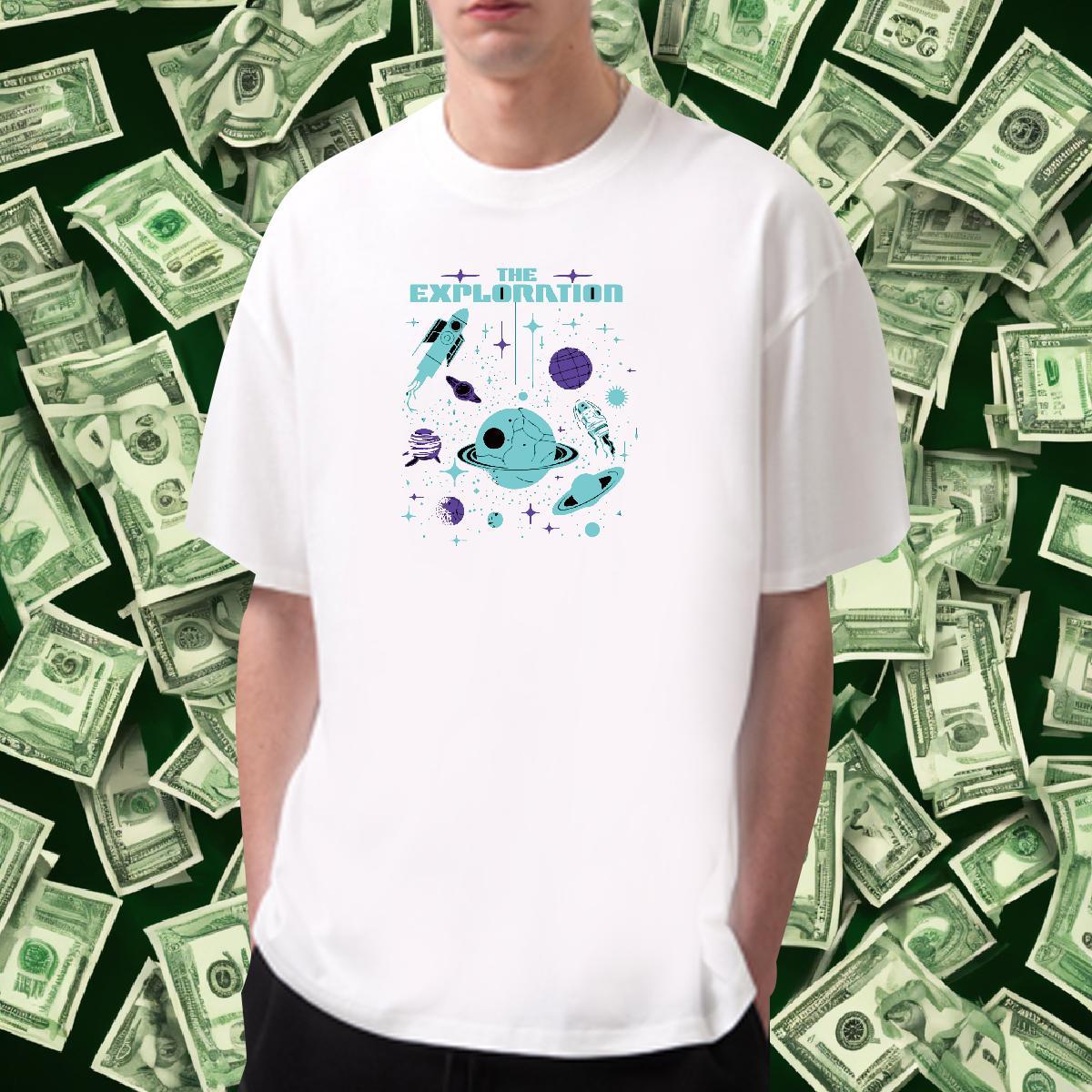 Man T Shirts 230g 100% Cotton planet Street Breathable Short Sleeve DIY Anime Men Tops Tees Fashion Designer Cool Design Tee Shirt