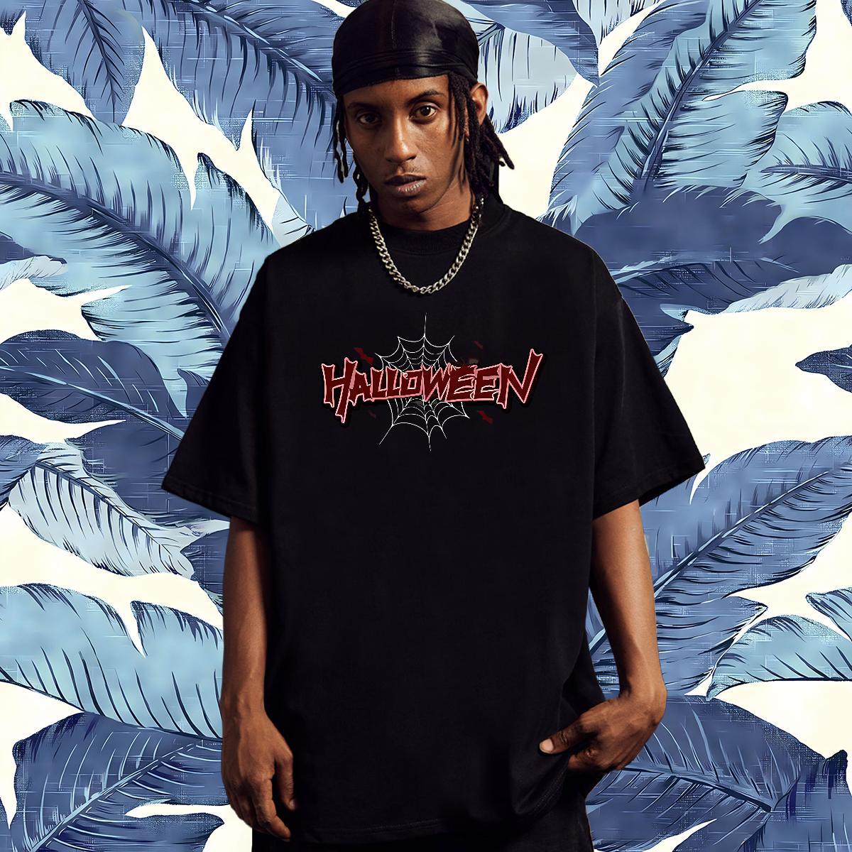 Fashion Designer T Shirts Men 230g 100% Cotton halloween Beach Tshirts O-Neck Short Sleeve Loose Fit Men Tees Skull