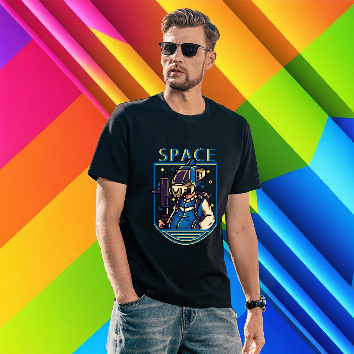 Loose Fit Men Tops Tees 230g Cotton Daily Wear robot DIY Printed Pure Cotton Fashion Mens T Shirts Clothes