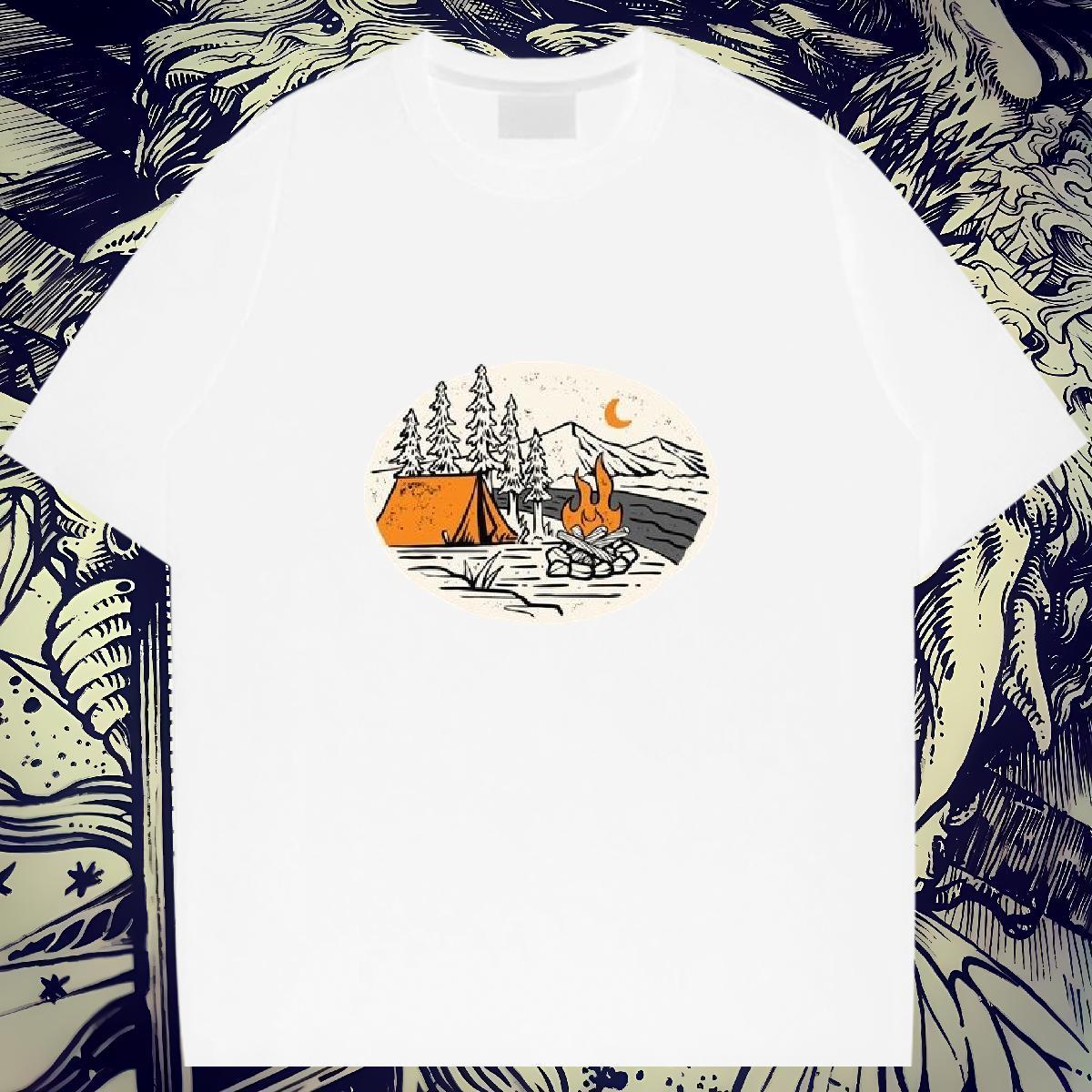 Cool Design Couples T Shirts 230g Pure Cotton Spring Summer mountains Plus Size Custom Short Sleeve O-Neck Designer T Shirts Men Tops