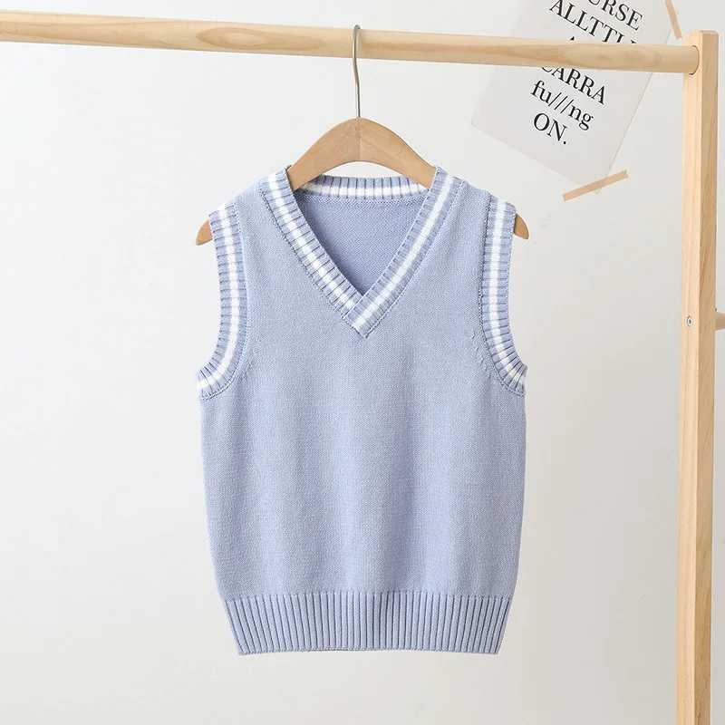 School childrens knitted vest preparatory style casual fully matched jacket womens spring and autumn childrens sweater 4-15 years oldW240724