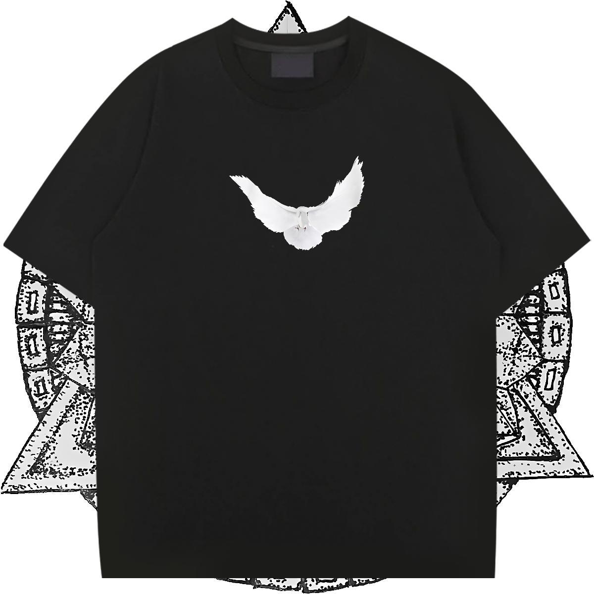 2024 DIY T-Shirts 100% Cotton 230g eagle Hip Hop Tees Crew Neck Breathable Cool Tshirts Cartoon Print