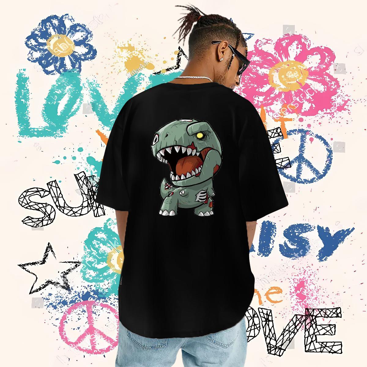 Designer Men T Shirts 100% Cotton 230g dinosaur Daily Outfit Top Tees Breathable Short Sleeve Cool Design Tshirt for Man Woman Oversized