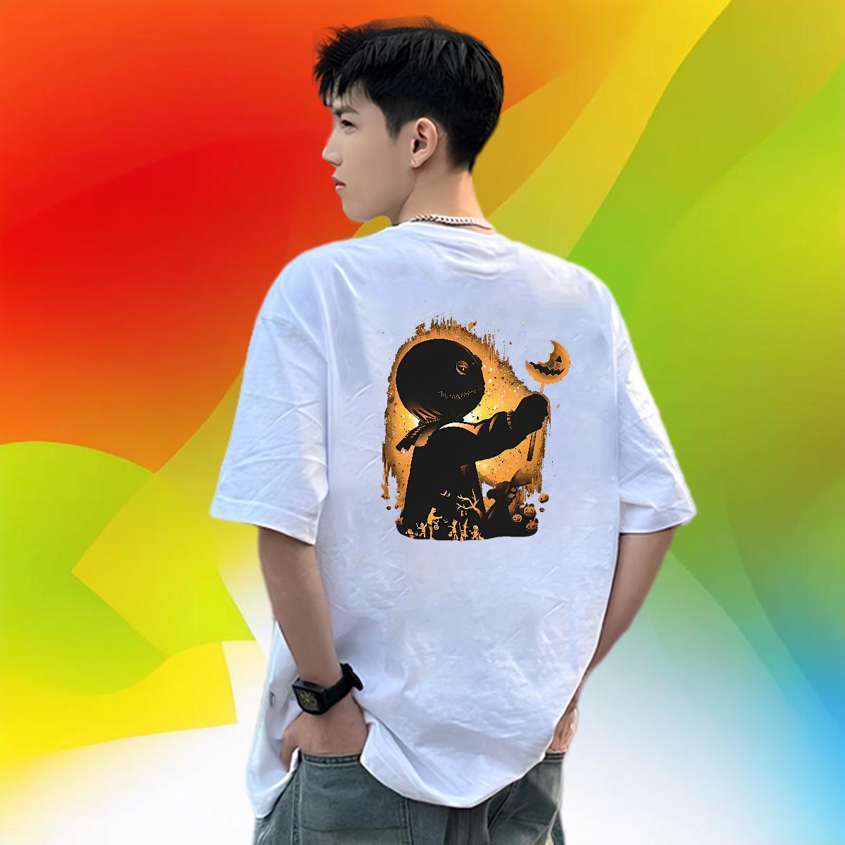 2024 DIY T Shirts Men 230g 100% Cotton halloween Beach Tees O-Neck Short Sleeve High Quality Tshirt for Man Woman Anime Print