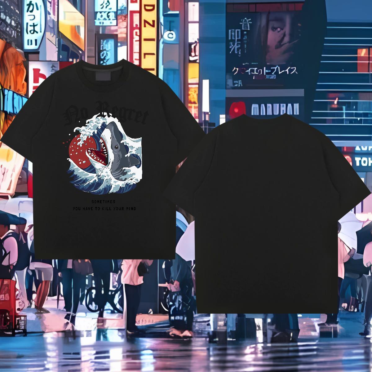 New Arrival T-Shirts 230g Cotton shark Daily Outfit Tees Shirts O-Neck Short Sleeve Designer Tshirt for Man Woman Anime