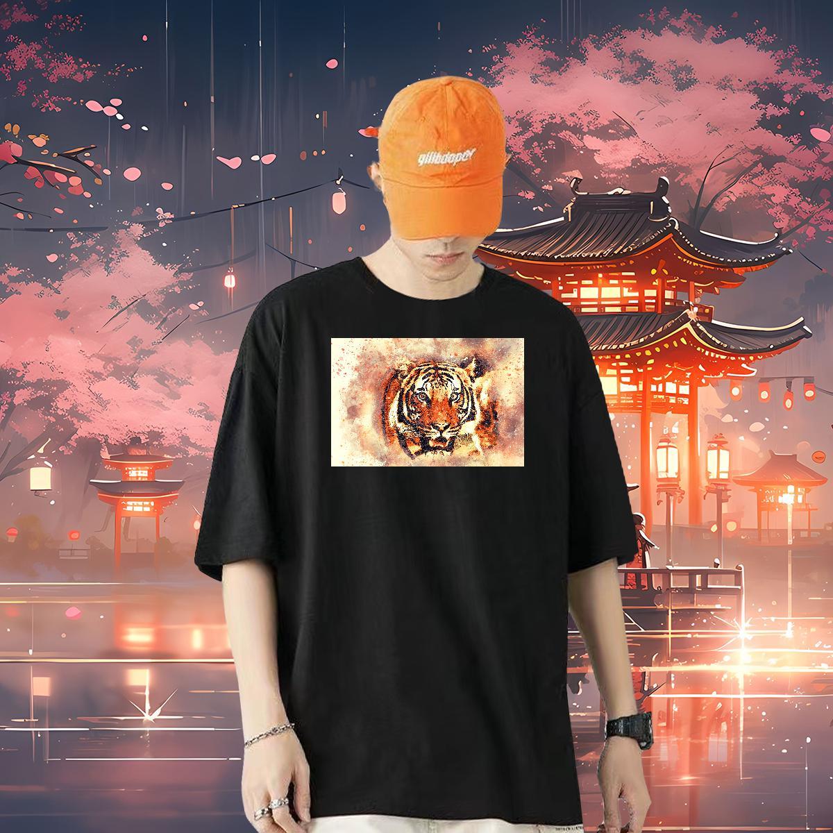 2024 Designer T Shirt For Man 230g Cotton tiger Summer Casual Tee Shirt Breathable Soft Free Shipping Mens Tshirts Custom Big Size