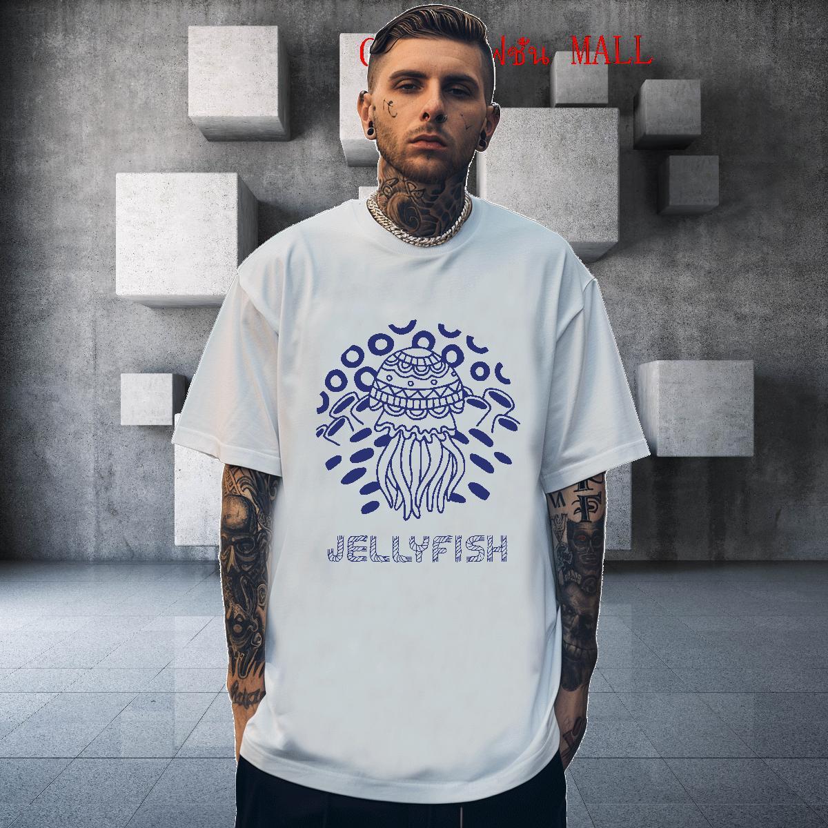2024 Designer T-Shirts for Men 230g Cotton jellyfish Daily Outfit Tees Breathable Short Sleeve Brand Tshirt for Man Woman Graphic