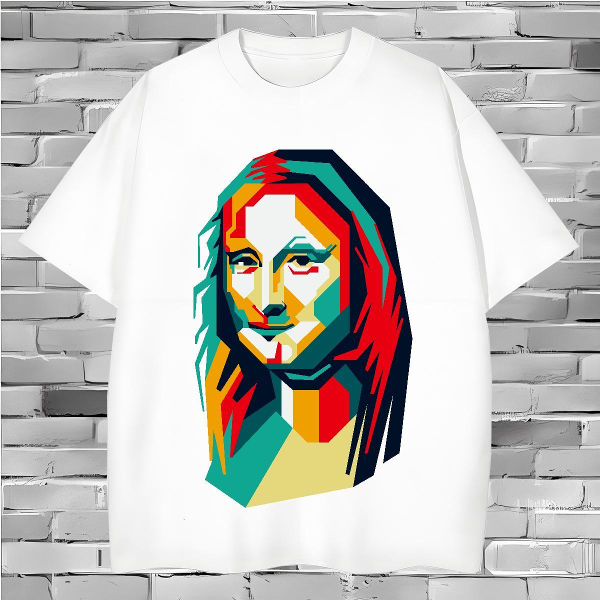 T-Shirts 230g Cotton portrait Street Breathable Anime Print Couples T Shirts 2024 Loose Clothes