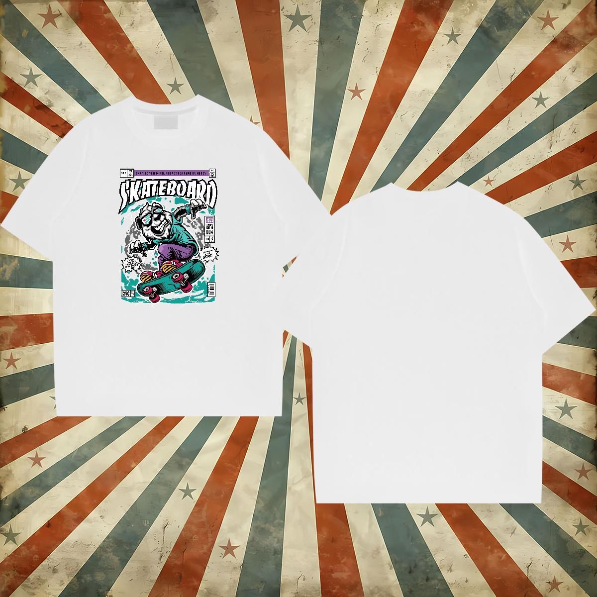 2024 New T shirt 100% Cotton 230g bear Street Casual Tshirts Breathable Cool Mens Tshirts Plus Size Custom