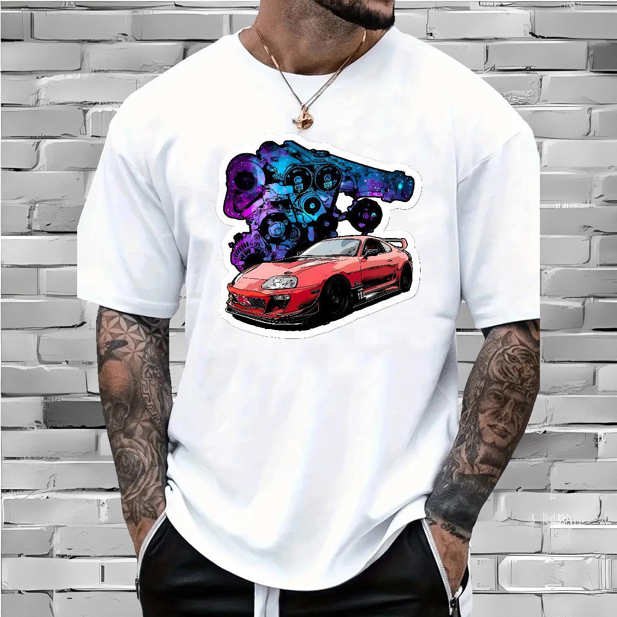 Casual New T Shirt For Man mechanical Tops Tees 100% Cotton 230g Street wear Hip Hop Cool Cartoon Print Breathable Tshirt for Man Woman
