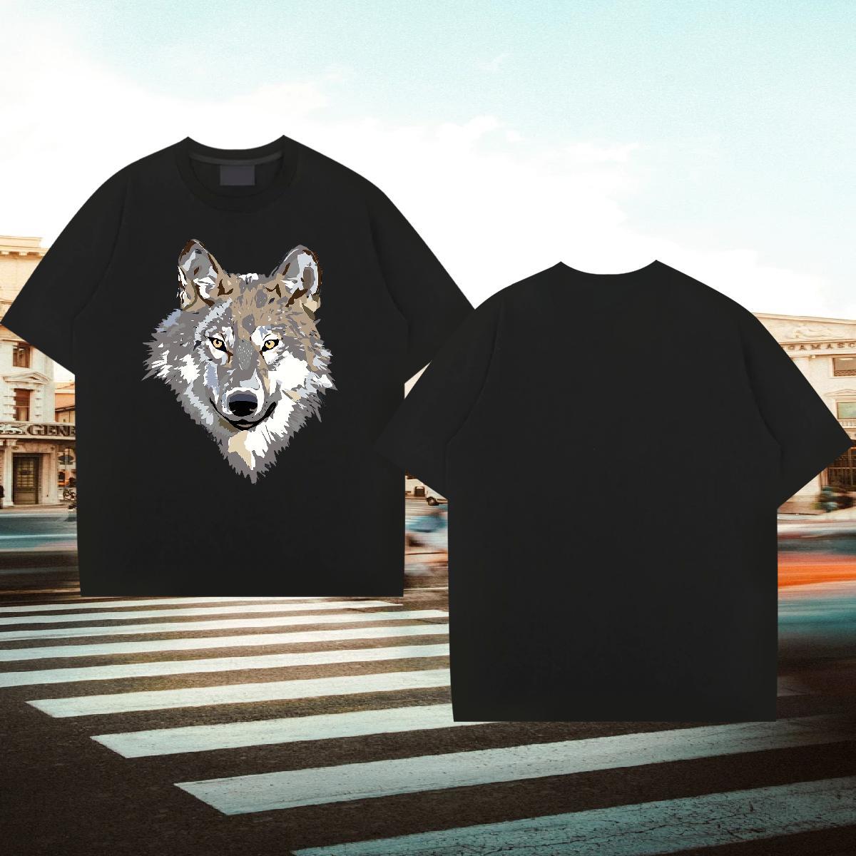 Wholesale T Shirts Men 230g Pure Cotton wolf Casual Daily Wear Tees Short Sleeve Soft Cool Men Tees Graphic