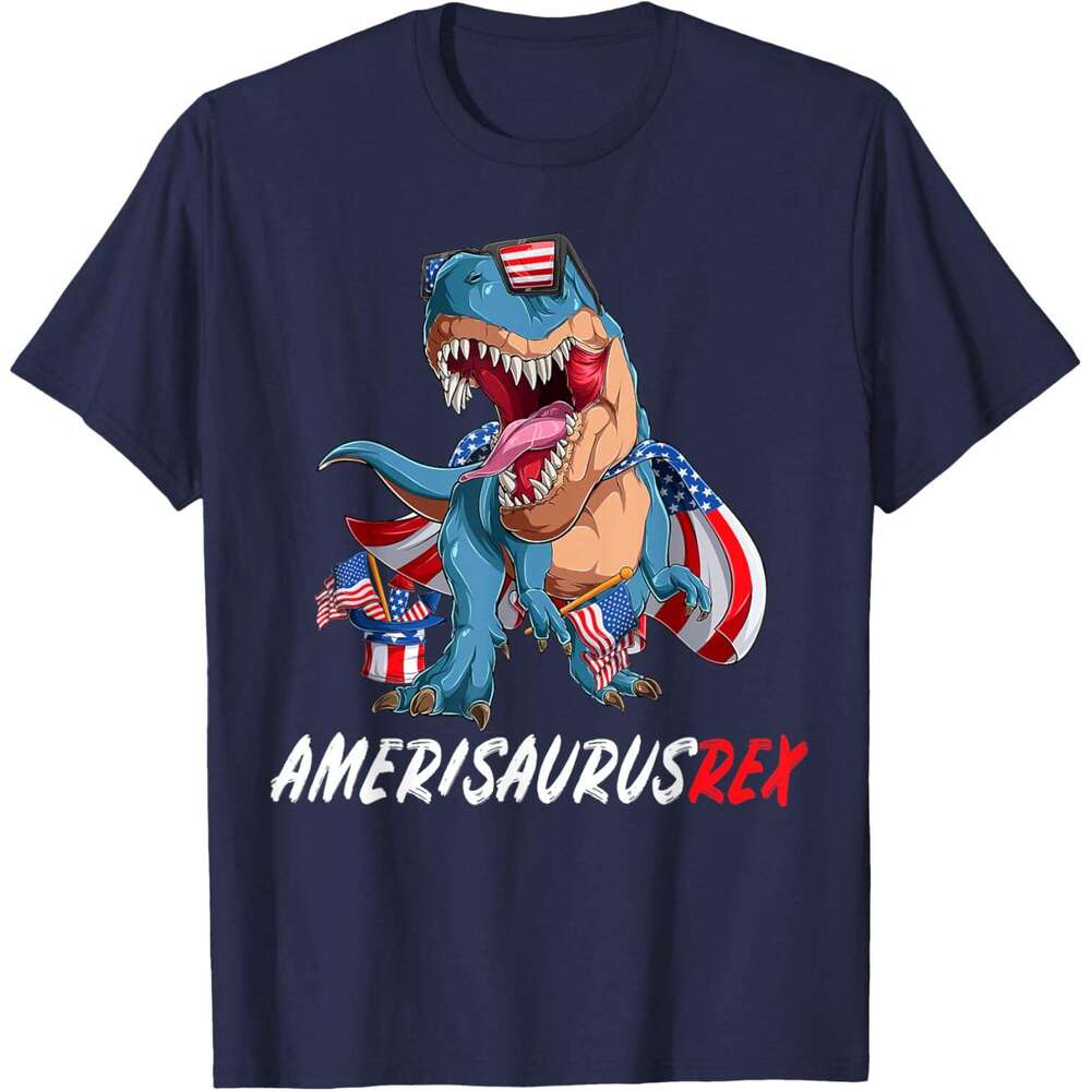 T shirt Mens 4th July T Rex America Dinosaur Independence Day Patriot USA T-Shirt shirts tshirt graphic tee Casual tops summer clothes Short sleeve Fr