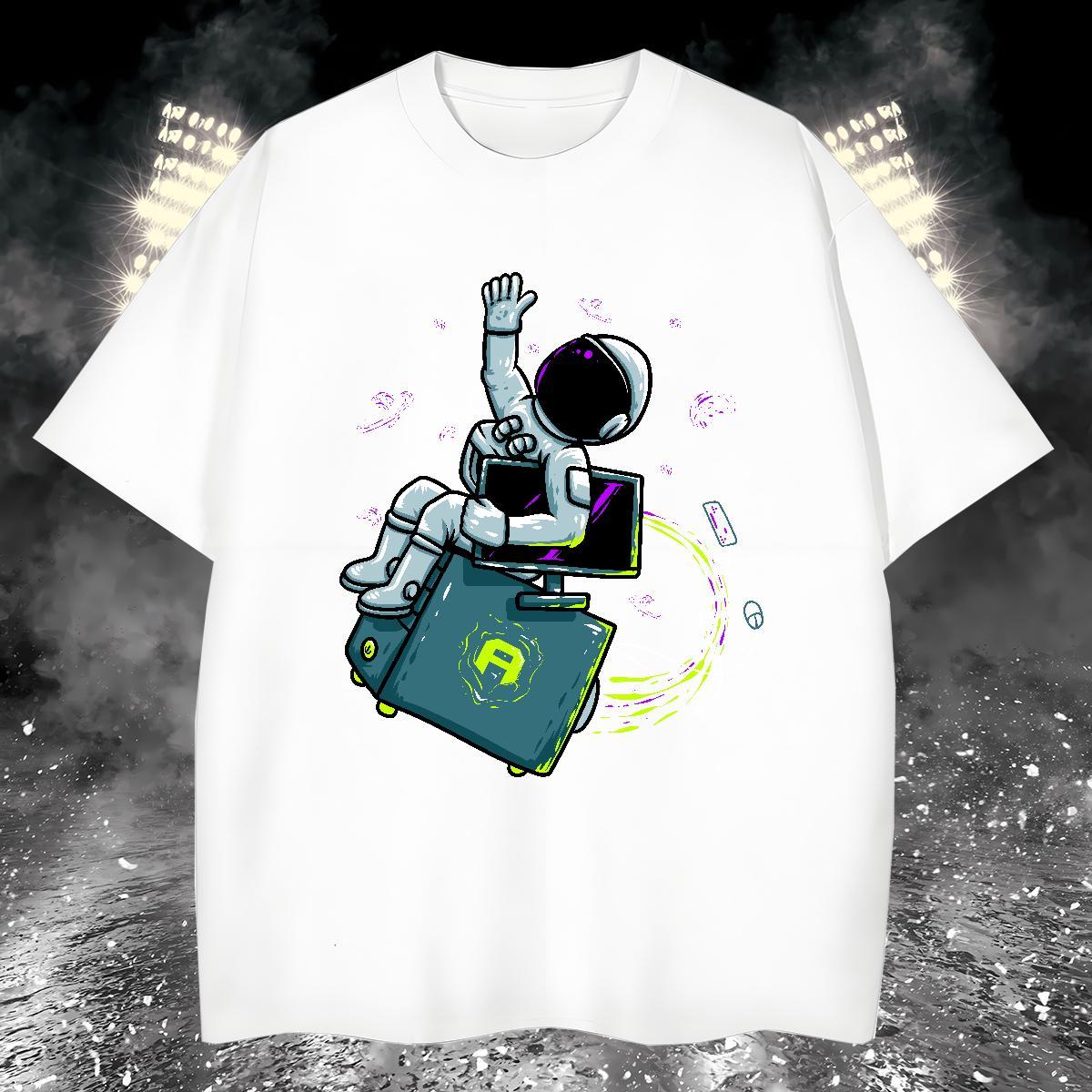 T Shirt For Man 230g 100% Cotton planet Sport Round Neck Short Sleeve Black Oversized Men Tees 2024 DIY Designer Tops Shirt