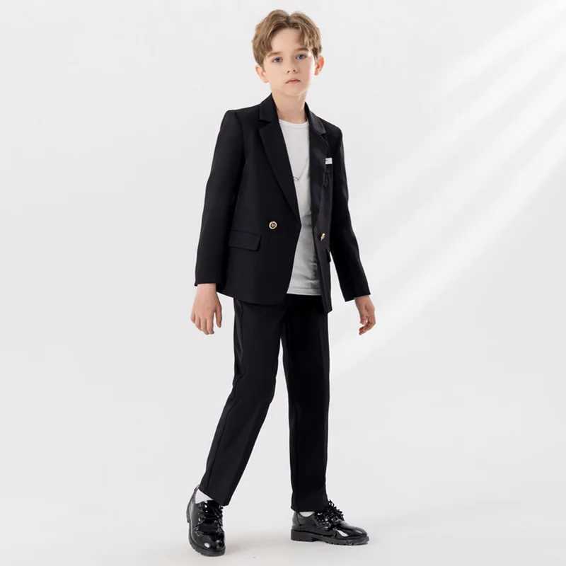 Suits Childrens Solid Color Suits Set Autumn Winter British Fashionable Boys Event Host Performance Party Costume Kids Blazer Pants