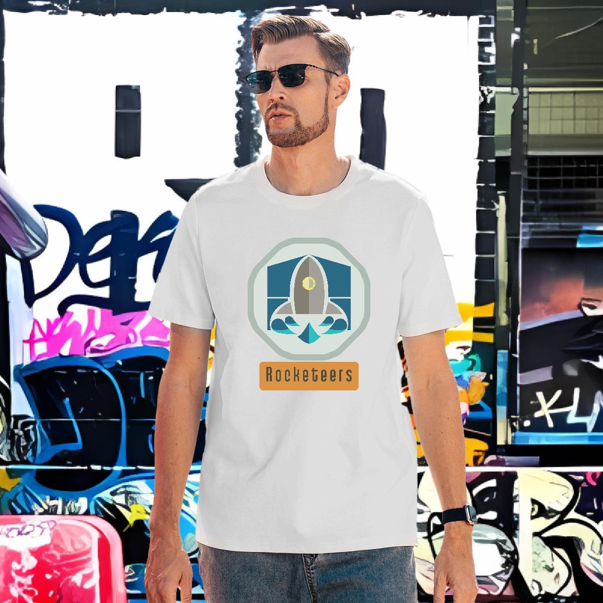 T Shirts Men 230g 100% Cotton rocket Beach Breathable Short Sleeve Oversized 4XL Men Tees DIY Comfortable Top Tees