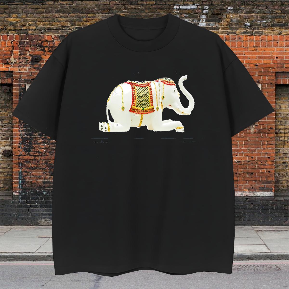 Soft Men Clothes T-Shirt 100% Cotton 230g Spring Summer Elephant Custom Printed Breathable Crew Neck Fashion Casual T Shirt For Man Tops