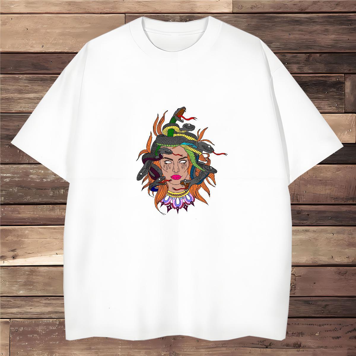 Factory Direct T Shirt For Man 230g 100% Cotton snake Daily Wear Clothes Breathable Crew Neck Cool Men Tees Graphic