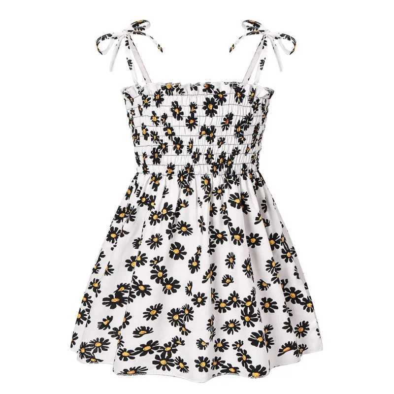 2023 Summer Girls Casual Dress Daisy Print Pendant Baby Sleeveless Flower Beach Dress Childrens Baby ClothingW240720