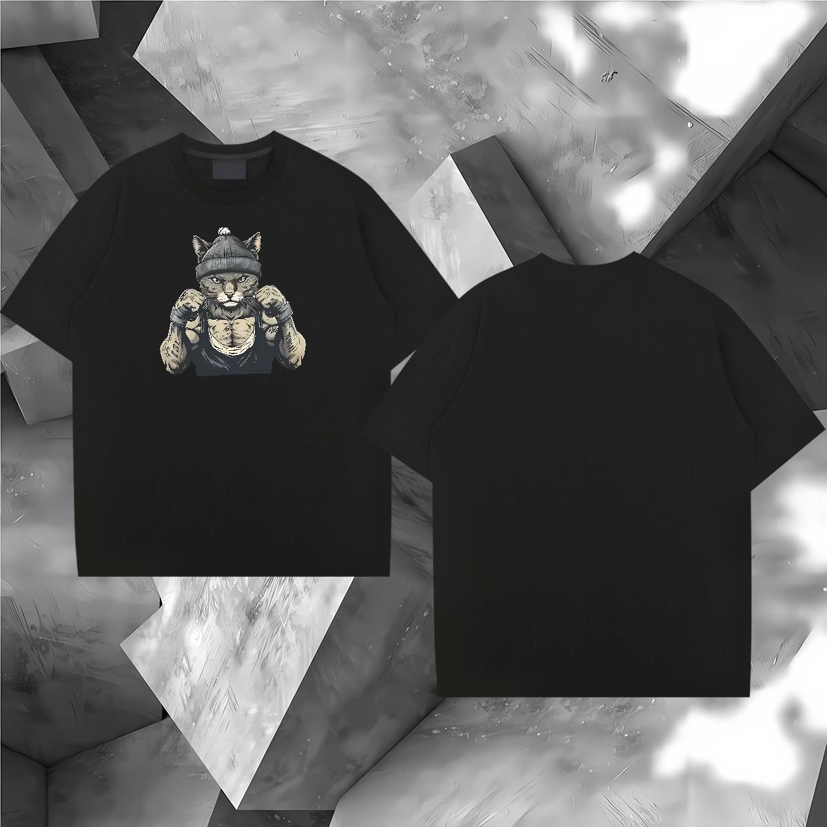 Free Shipping Mens T Shirts 230g 100% Cotton strong Anime Printing Street Tees Shirts O-Neck Short Sleeve Loose Men Tops Tees DIY Printed