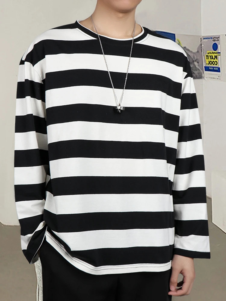 Spring Summer Striped Shirt Women Men Long Sleeve O-Neck Casual Oversized T Shirt Streetwear Harajuku Couple Tops Y2k Clothes 240806