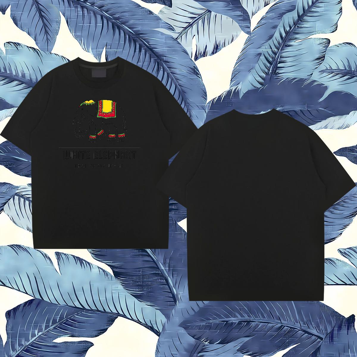 2024 Summer Mens T Shirts 100% Cotton 230g elephant Daily Wear Clothings Breathable Short Sleeve Classic Mens Tshirts White Plus Size