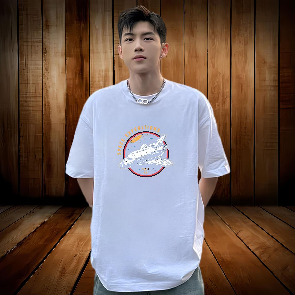 2024 Mens T Shirts plane Tops Shirt 230g Pure Cotton Anime Printing Street Loose Customized Breathable Crew Neck Mens Tshirts