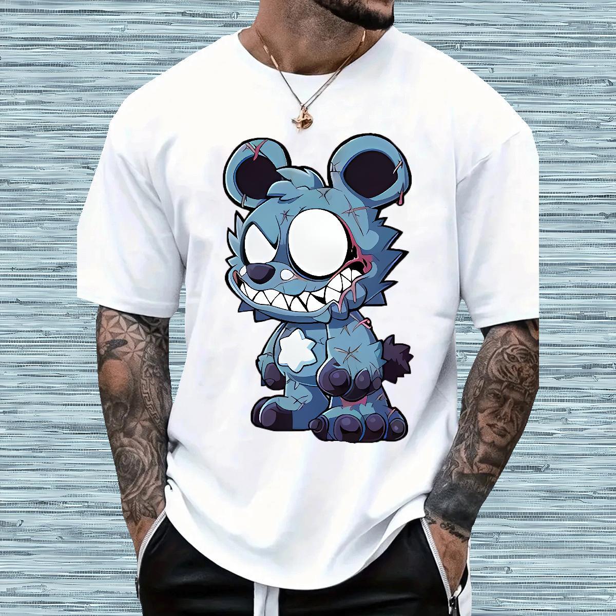 Wholesale T-Shirts 230g 100% Cotton bear Casual Beach Clothings Breathable Crew Neck Soft Couples T Shirts Customized